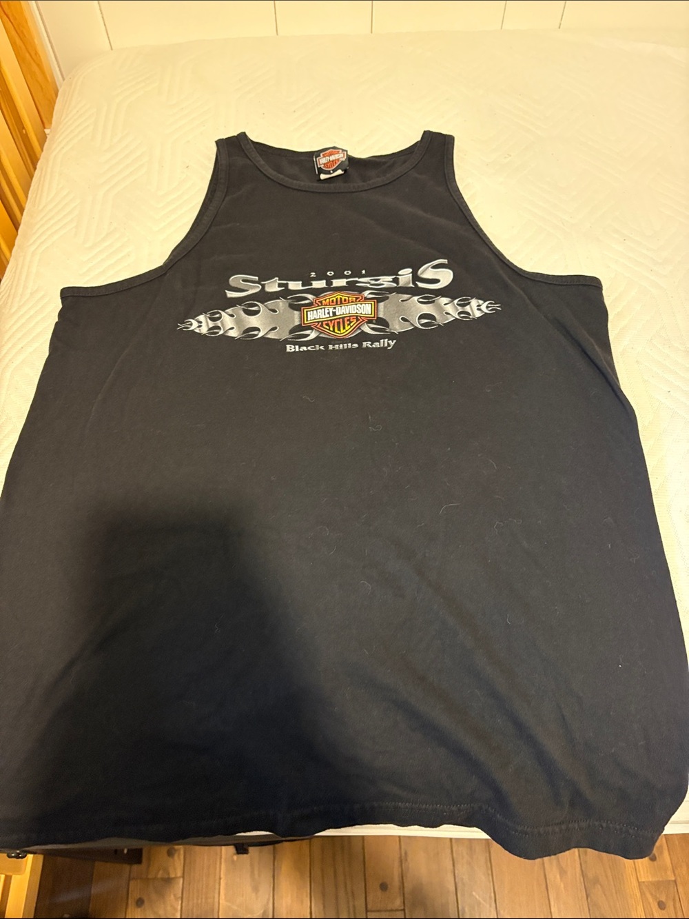 Harley-Davidson Black 2001 Sturgis Rally Graphic Tank Top with Orange Badge